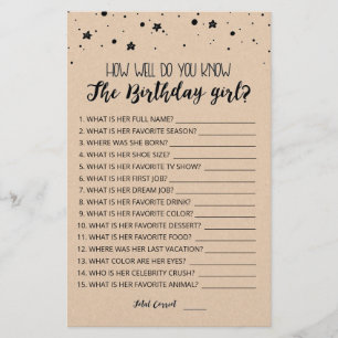 Lámina ¿Qué tan bien conoce el juego del chica de cumplea