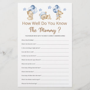 Lámina ¿Qué Tan Bien Conoce La Mamá Chico Baby Shower?