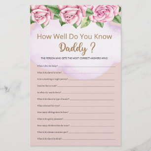 Lámina ¿Qué tan bien conoces a Daddy Chica Baby Shower?