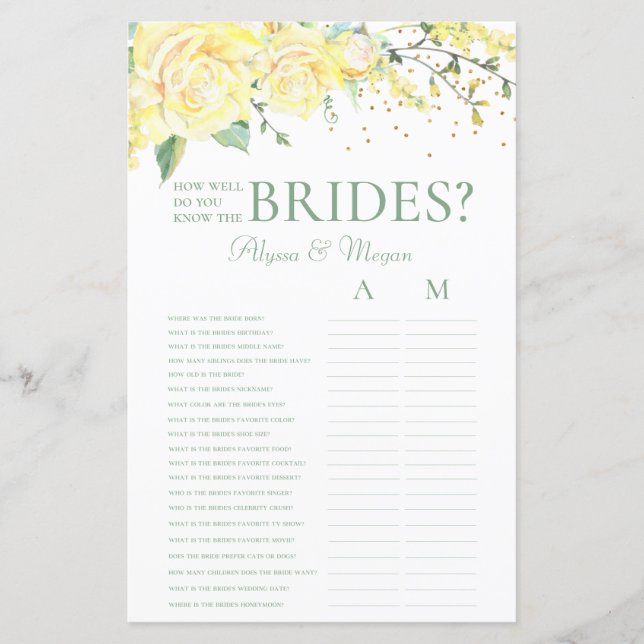 Lámina ¿Qué tan bien conoces a las novias con rosas amari (Anverso)