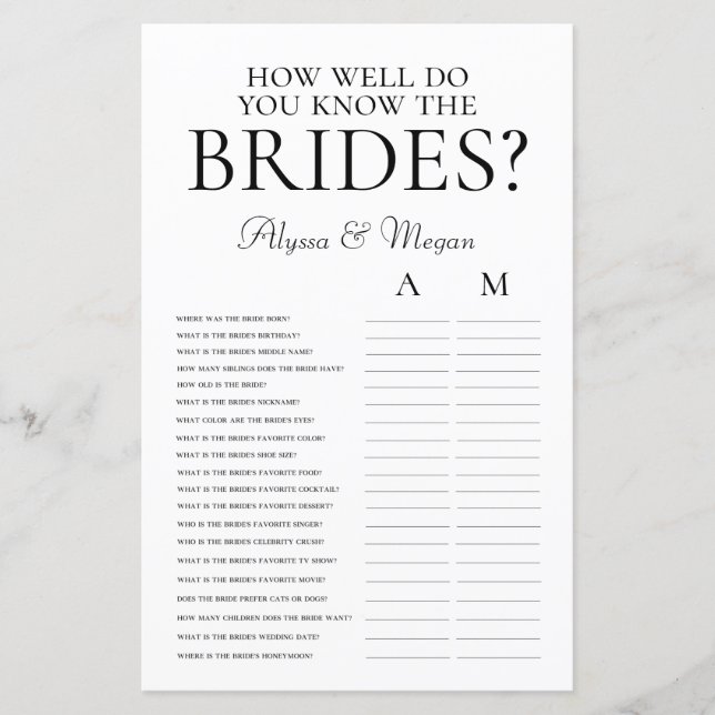 Lámina ¿Qué tan bien conoces a las novias LGBTQ (Anverso)