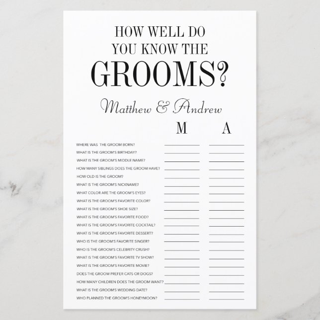 Lámina ¿Qué tan bien conoces el colectivo LGBTQ de Grooms (Anverso)