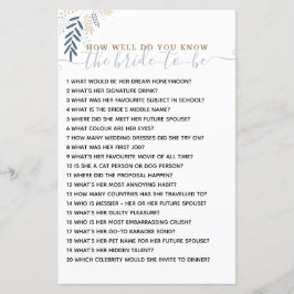 Lámina ¿Qué tan bien conoces el juego de la ducha de novi