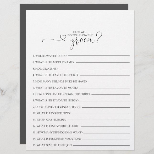 Lámina ¿Qué tan bien conoces el juego de la ducha de novi (Anverso / Reverso)