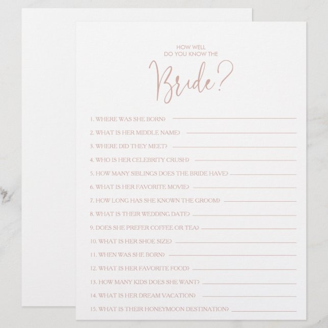 Lámina ¿Qué tan bien conoces el juego de la ducha de novi (Anverso / Reverso)