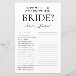 Lámina ¿Qué tan bien conoces el juego de la ducha de novi