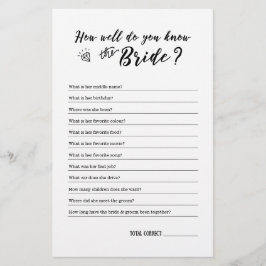Lámina ¿Qué tan bien conoces el juego de la novia?