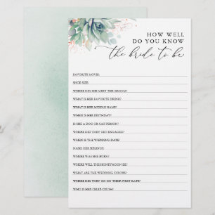 Lámina ¿Qué Tan Bien Sabes Que La Novia Es Una Ducha De N