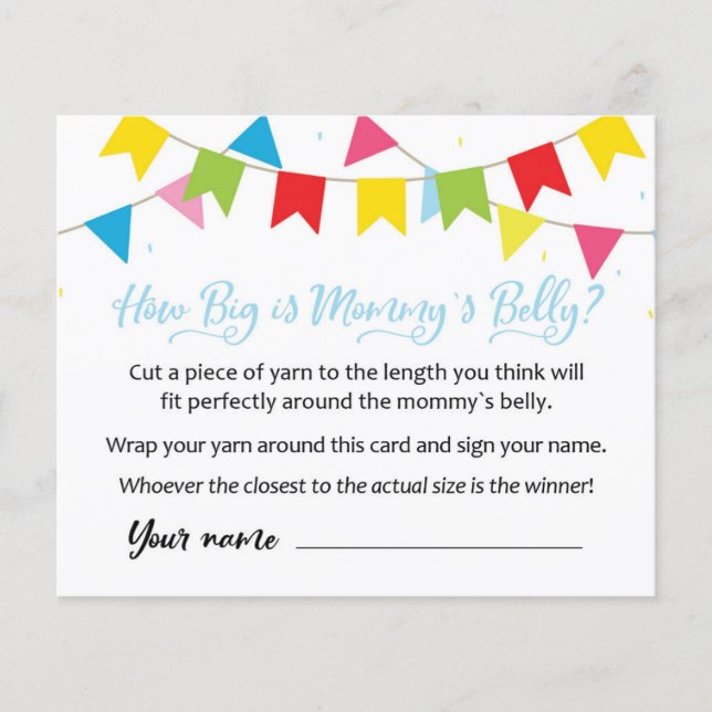 Lámina ¿Qué tan grande es el Belly de mamá? Juego Baby Sh (Anverso)