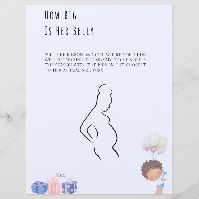 Lámina ¿Qué tan grande es su juego de Baby Shower Belly? (Anverso)