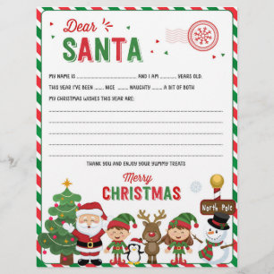 Lámina Querida carta de Santa Navidades, lista de deseos