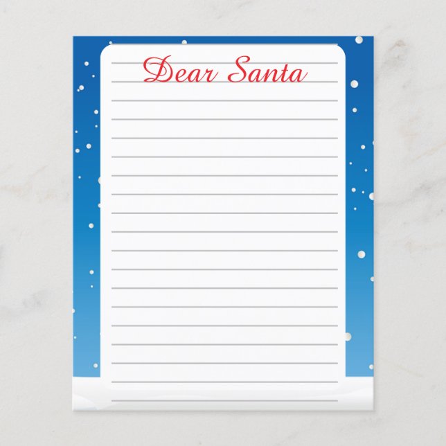 Lámina Querida letra en blanco de Santa (Anverso)