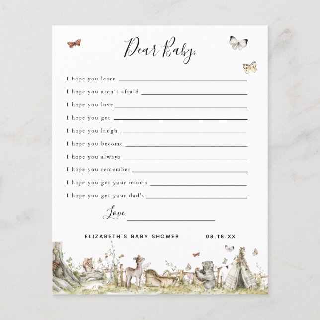 Lámina Queridos deseos del bebé | Juego Baby Shower (Anverso)