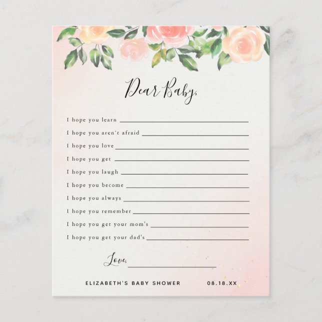 Lámina Queridos deseos del bebé | Juego Baby Shower (Anverso)