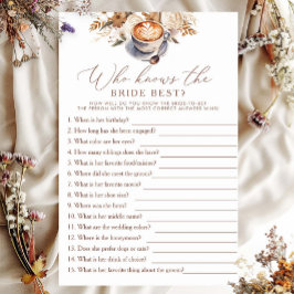 Lámina Quién conoce a la mejor novia Coffee Bridal Shower