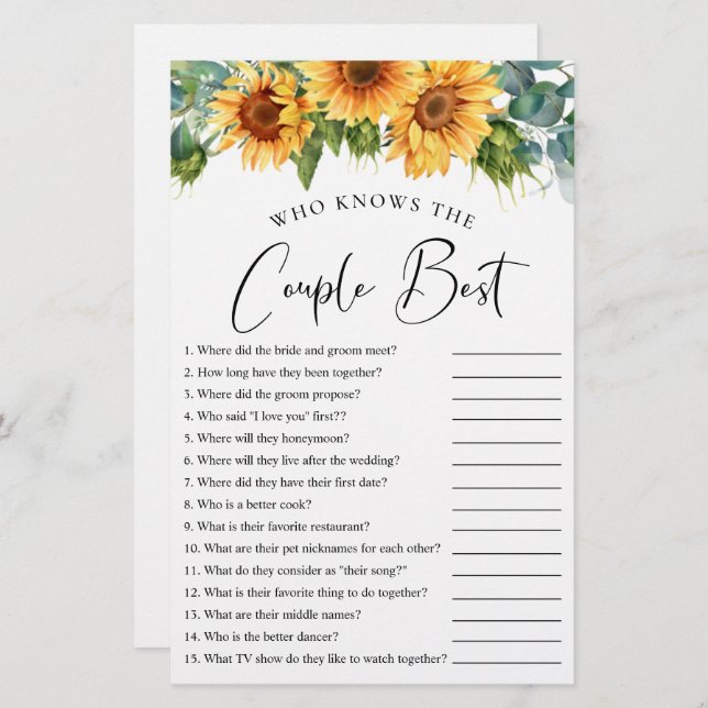 Lámina Quien conoce a la pareja mejor juego de ducha gira (Anverso / Reverso)