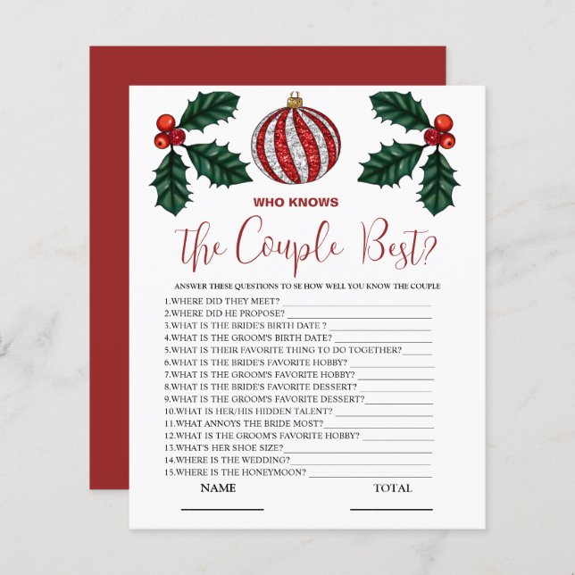 Lámina Quién conoce a la pareja mejor juego de novias de  (Anverso / Reverso)