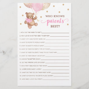 Lámina Quién conoce a los padres mejor juego Baby Shower