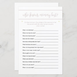 Lámina Quien conoce a mamá mejor adivina de juego Stars P