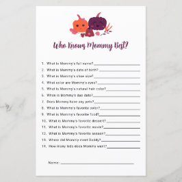 Lámina Quién conoce a mamá mejor calabaza pequeña Baby Sh