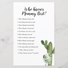 Lámina Quien conoce a mamá mejor juego Cactus Floral