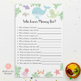 Lámina Quien conoce a mamá mejor juego de Baby Shower Baj