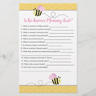 Lámina Quién conoce a mamá mejor juego de Baby Shower Bum