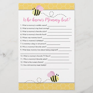 Lámina Quién conoce a mamá mejor juego de Baby Shower Bum