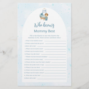 Lámina Quién conoce a mamá mejor juego de Baby Shower Cut