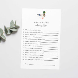 Lámina Quién conoce a mamá mejor juego de Baby Shower de 