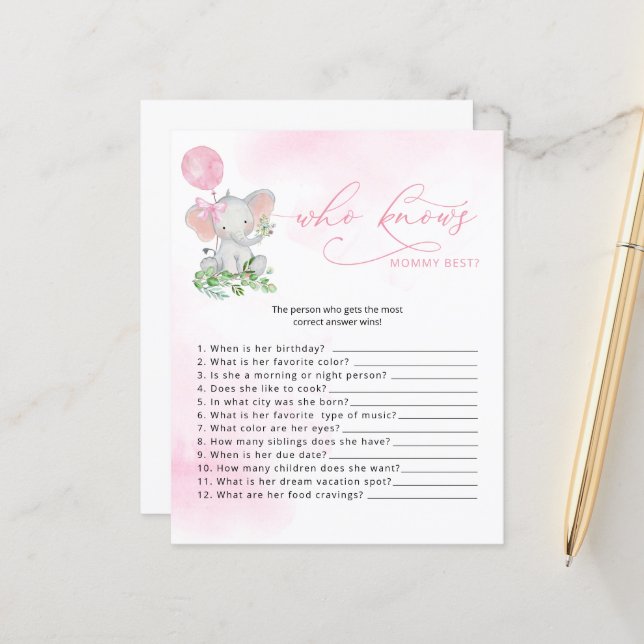 Lámina Quién conoce a mamá mejor juego de Baby Shower par (Anverso/Reverso In Situ)