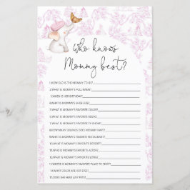 Lámina Quién conoce a mamá mejor juego de Baby Shower par