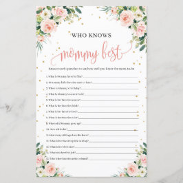 Lámina quién conoce a mamá mejor juego de ducha bebé boho