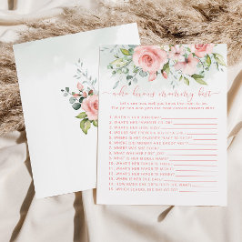 Lámina Quién conoce a mamá mejor juego de eucalipto rosa