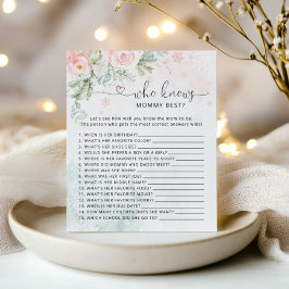 Lámina Quién conoce a mamá mejor juego de eucaliptos rosa