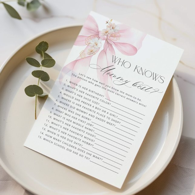 Lámina Quién conoce a mamá mejor juego para bebé PInk Bow (Subido por el creador)