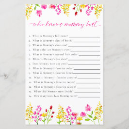 Lámina Quien conoce a mamá Wildflowers Juego de Baby Show