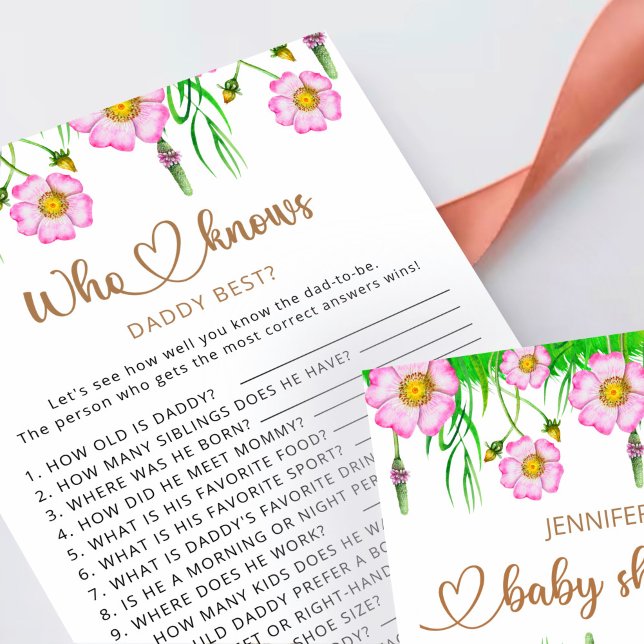 Lámina Quién conoce a papi mejor bebé con flores silvestr (Subido por el creador)