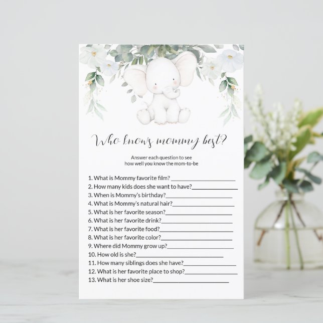 Lámina Quién conoce los mejores juegos de Baby Shower de  (Anverso de pie)