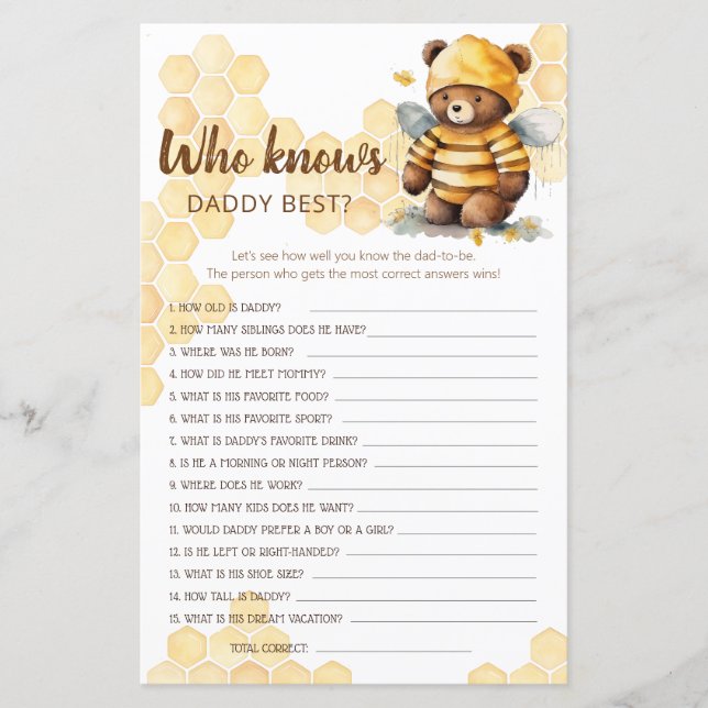 Lámina ¿Quién conoce mejor a DADDY? (Anverso)