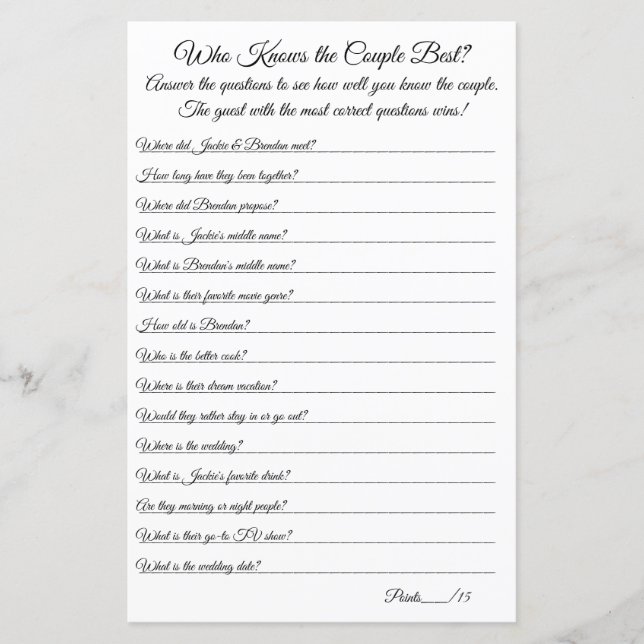 Lámina ¿Quién conoce mejor a la pareja? (Anverso)