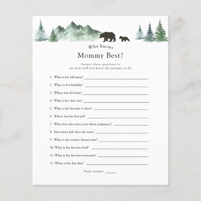 Lámina Quién conoce mejor a mamá (Anverso)