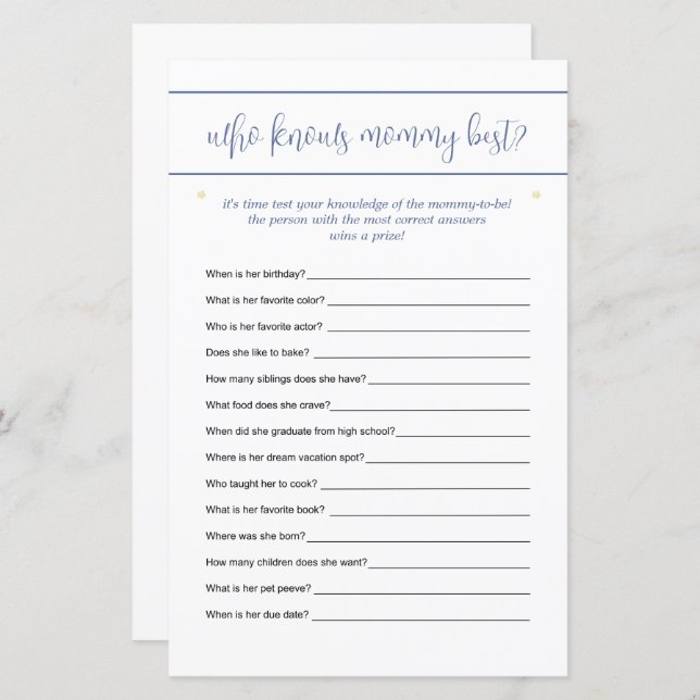 Lámina ¿Quién conoce mejor a mamá? El juego de adivinanza (Anverso / Reverso)