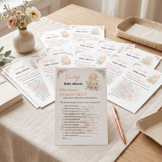 Lámina ¿Quién conoce mejor a mamá? Juego para baby shower