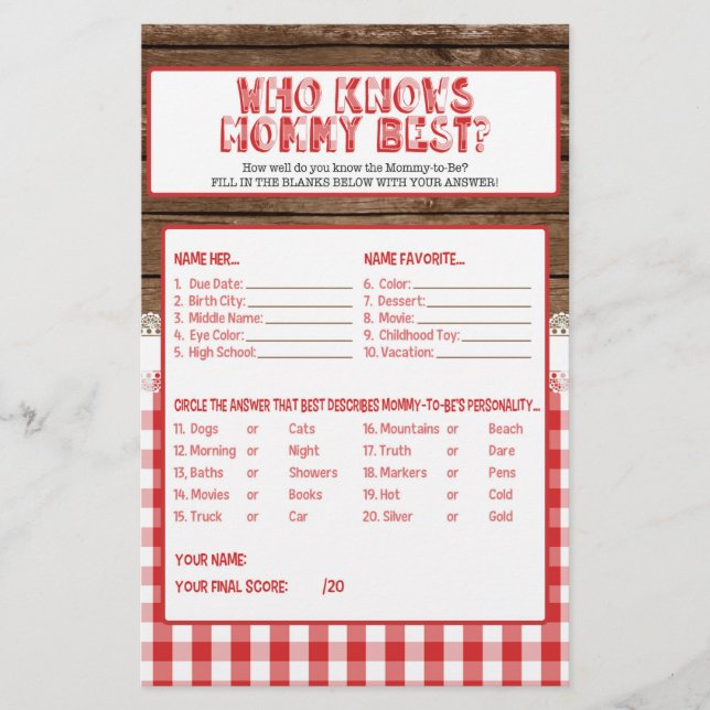 Lámina Quién conoce mejor a mamá - Red Baby Q (Anverso)