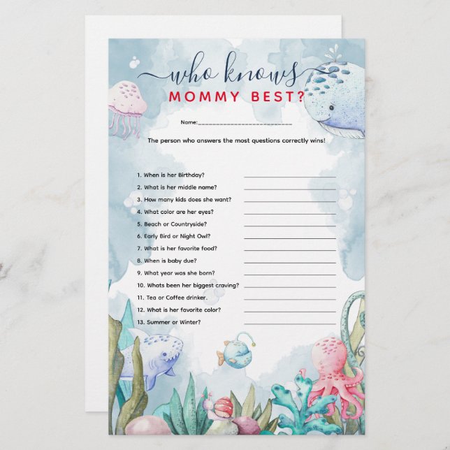 Lámina 'Quién conoce mejor a mi mamá' en el submarino Bab (Anverso / Reverso)