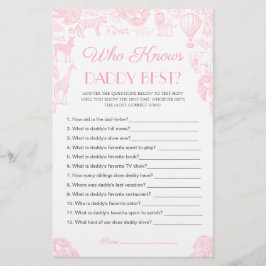 Lámina Quién conoce mejor a papá Baby Shower Game Card