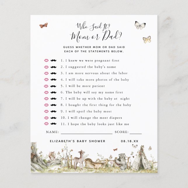 Lámina Quién lo dijo | Juego Baby Shower (Anverso)