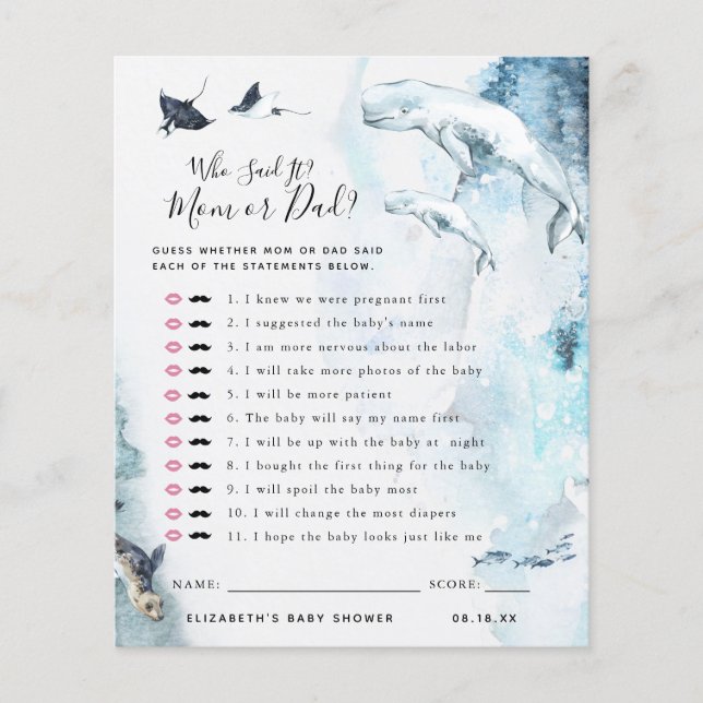 Lámina Quién lo dijo | Juego Baby Shower (Anverso)