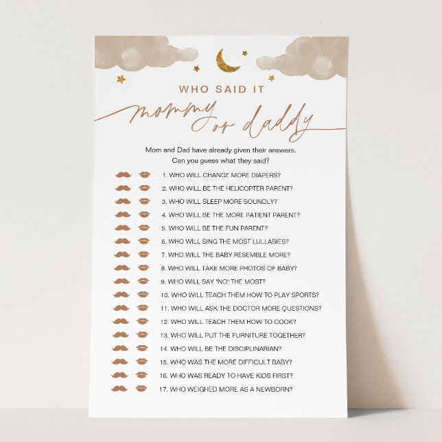 Lámina Quién lo dijo mamá o papá juego de bebé Estrella d (Subido por el creador)